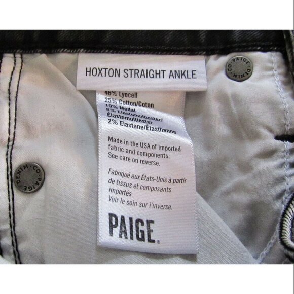 PAIGE Black Light Wash Hoxton Floral Print Straight Leg Jeans, Women's Size 24 - Picture 5 of 5